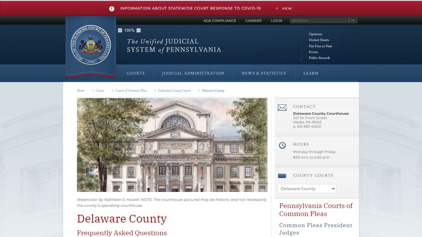 Delaware County | Individual County Courts - Judiciary of Pennsylvania